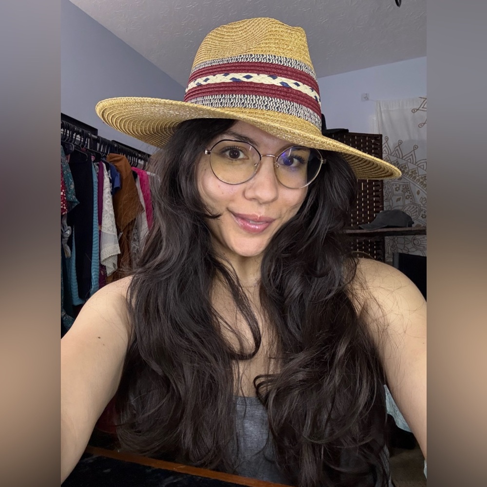 Stylish Tan and Red Women's Straw Hat - Picture 8 of 9